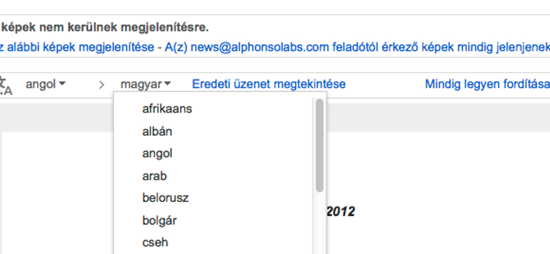 Gmail levelek fordítása, egy kattintással