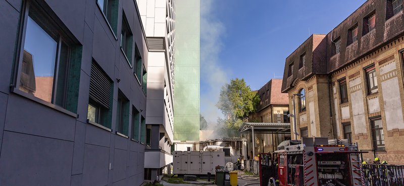 Fotók: Egy átjáró égett a Semmelweis Egyetem kórházának udvarán