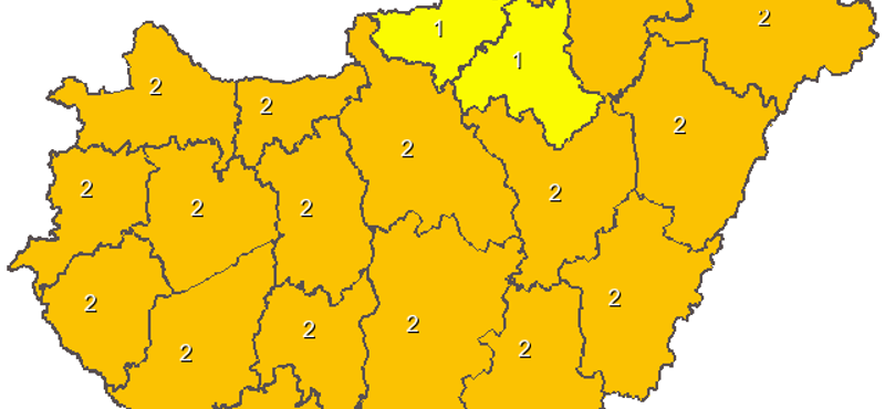 Térkép: Holnapra is extrém időjárás miatt adtak ki narancs figyelmeztetést