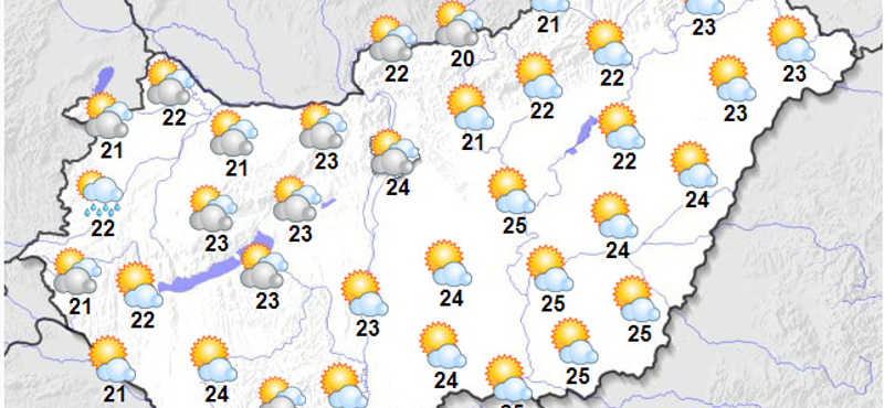 Felhők és eső nyugaton, napsütés keleten