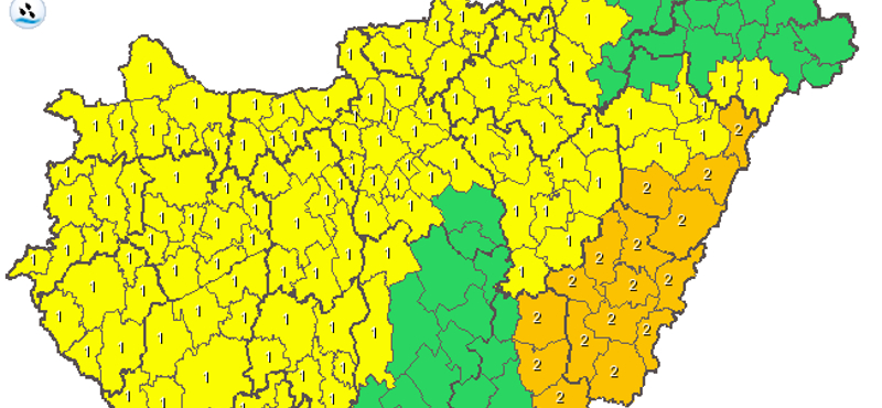 Lassan beborítja az országot a csapadékzóna, narancs riasztást adtak ki (térképek)