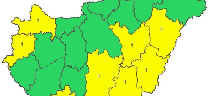 Figyelmeztetést adtak ki nyolc megyére - térkép