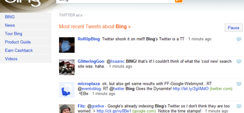 Folytatódik a Bing és a Twitter románca
