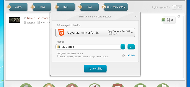 Konvertáljuk videóinkat HTML5-ös formátumokba