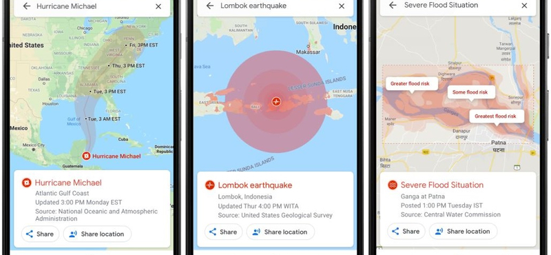 Okosodik a Google Maps, árvizeket, földrengéseket és hurrikánokat is jelez majd
