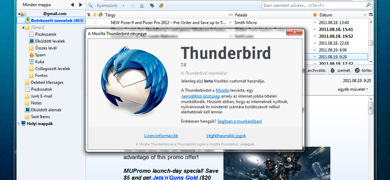 Letölthető a Thunderbird 7 harmadik bétája