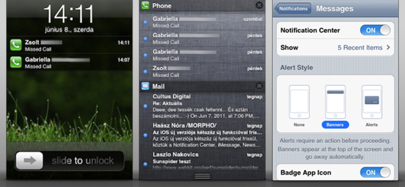 iOS 5: üzenetek bárhol, bármikor - Notifications Center