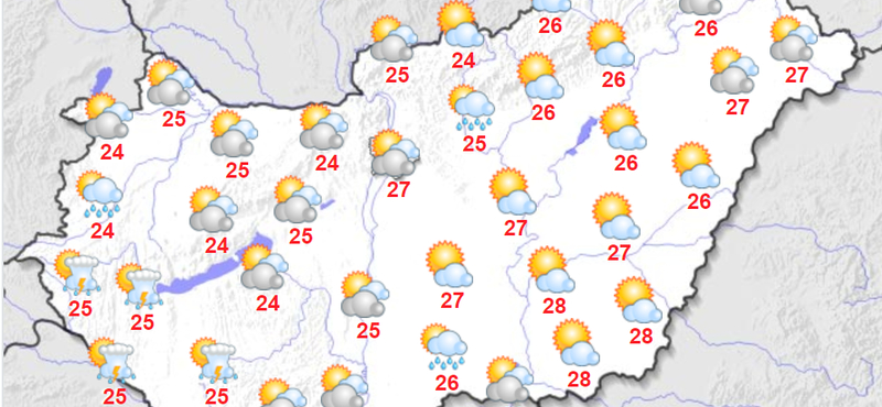 Nyugaton ma is lehetnek zivatarok, keleten sütni fog