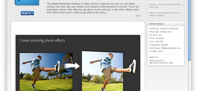 Az App Store-ban is megvásárolható a Photoshop Elements 9