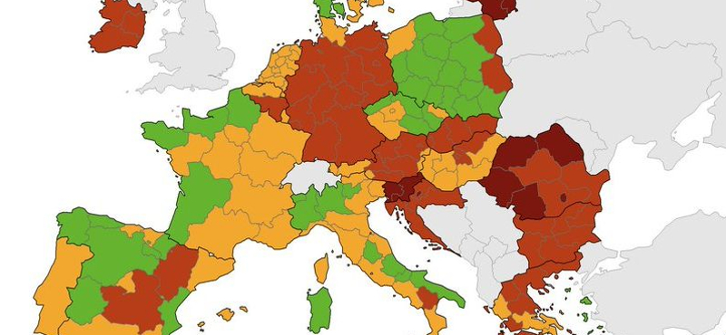 Budapest és két régió már piros kategóriában van az uniós Covid-térképen