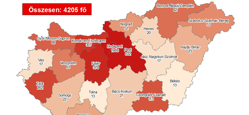 16 újabb koronavírus-fertőzöttet találtak, Budapesten egyet sem