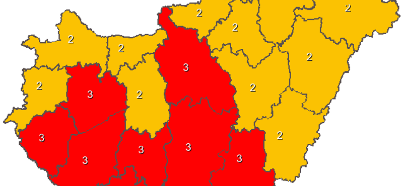 Térkép: tarkállik az ország a hőségben