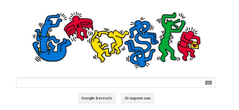 Keith Haring figurák ugrálnak ma a Doodle-ban