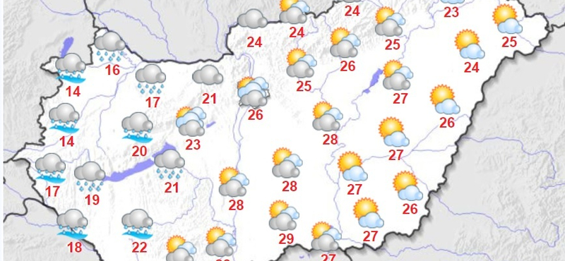 Nyugaton 14, keleten 26 fok lehet