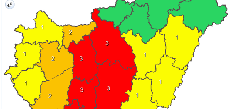 Tovább durvul az időjárás: itt a piros figyelmeztetés