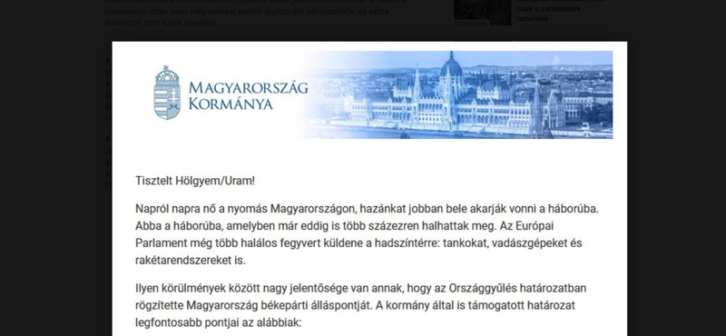 Ezúttal "békepárti" propagandát küldött a kormány az oltási regisztrációhoz megadott e-mail-címekre