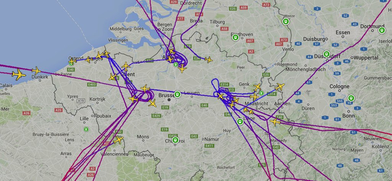 Radarképek: így terelték el a repülőket és ürítették ki Brüsszel légterét