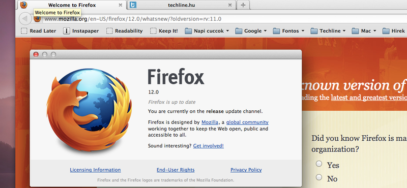 Már letölthető a Firefox 12 végleges változata!