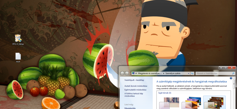 Rajongóknak: letölthető Fruit Ninja Windows 7 téma a Microsofttól