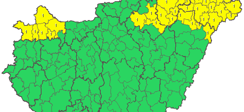 Ónos eső: Már csak elsőfokú riasztás van északkeleten