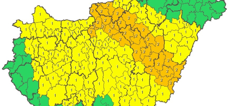 Másodfokú riasztást adtak ki Budapestre és Fejér megye egyes járásaira