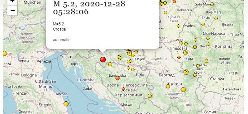 Erős földrengés rázta meg Horvátországot