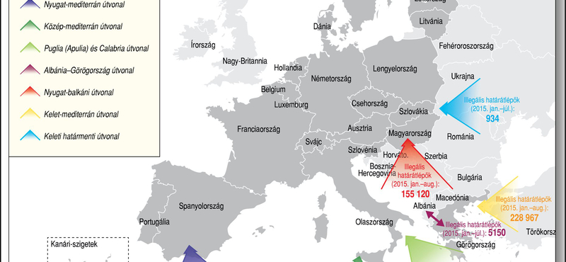 Térkép: Íme a 8 út, amelyen a menekültek Európába érkeznek