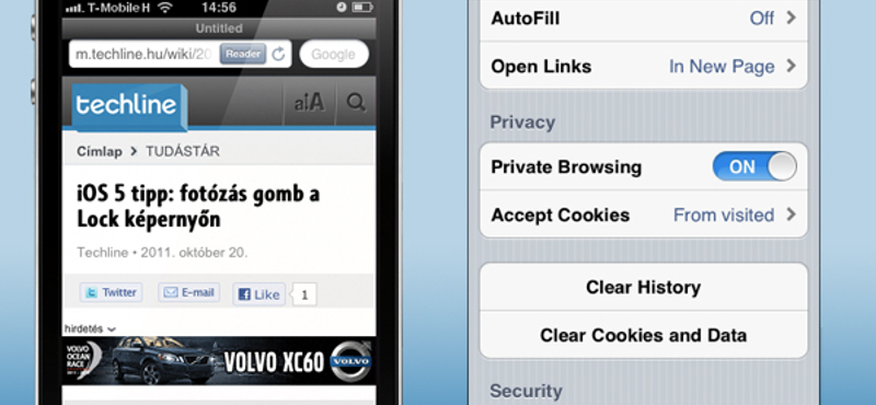 iOS 5 tipp: a privát böngészés engedélyezése