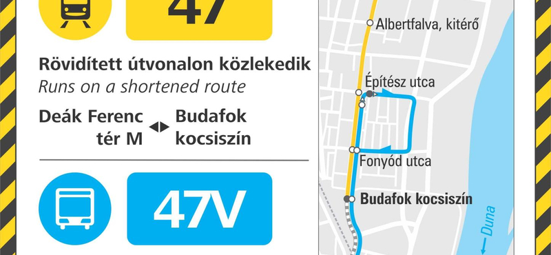 Buszokkal pótolják a 47-es villamost egy ideig Budafokon