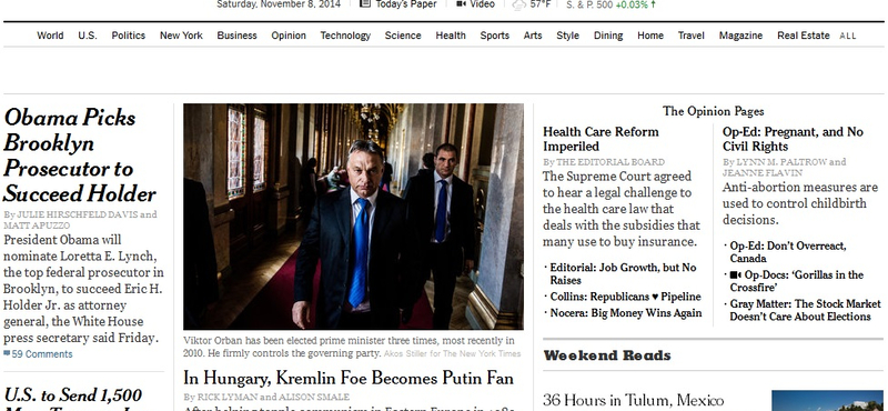 Címlapsztoriban ekézi Orbán Viktort a New York Times