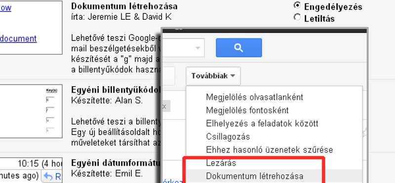 Tipp: dokumentum készítése e-mailből, Gmailben