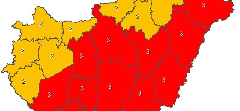 Tizenkét megyében vörös veszélyjelzés van érvényben a forróság miatt