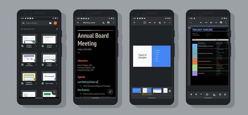 Sötét módot kap a Google Dokumentumok, a Táblázatok és a Diák