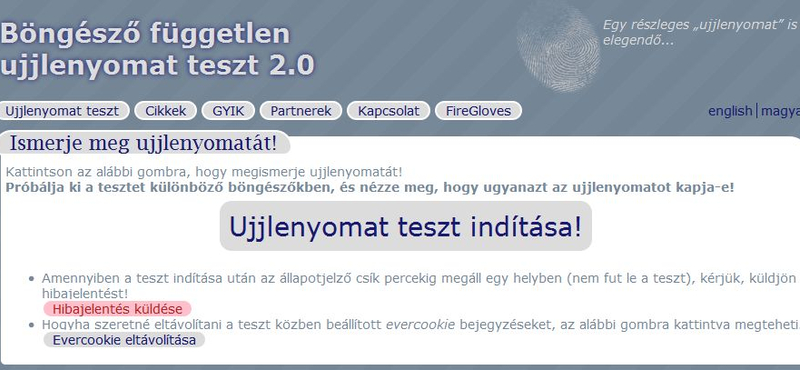 Digitális ujjlenyomat a neten