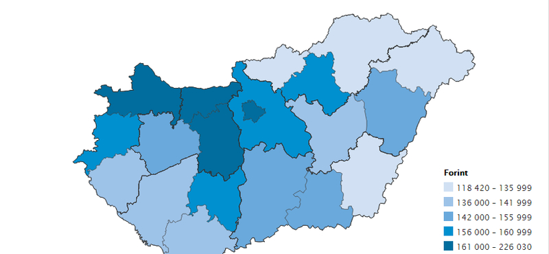 Térképek: kettészakadt az ország, ha a fizetéseket nézzük