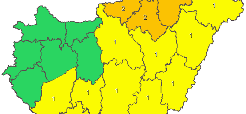 Vihar és jégeső – sokfelé emelték a figyelmeztetési fokozatot (térképpel)