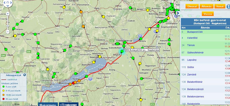 Netes térképen nézheti, hogy késik-e a vonata