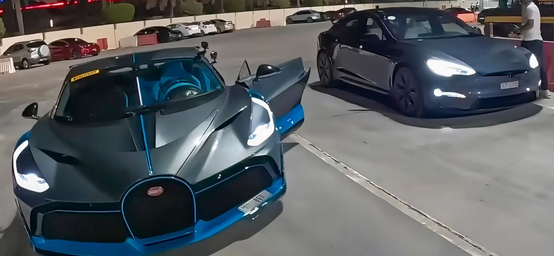 A Bugatti Divót is alaposan megizzasztja, ha egy Tesla az ellenfél – videó