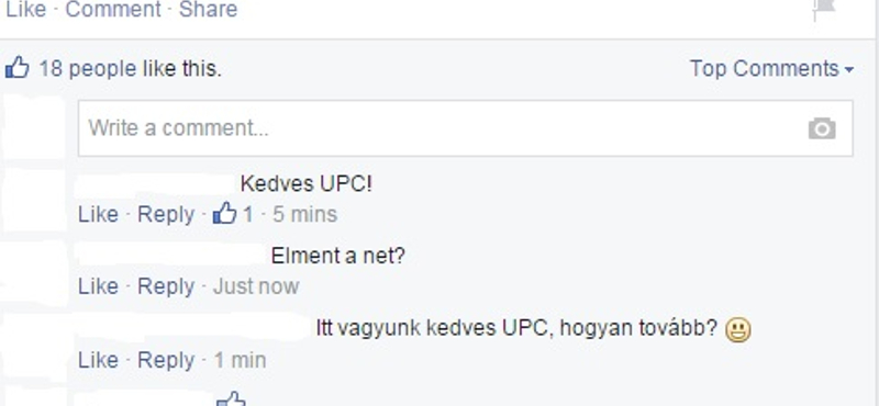 Fotó: Talányos üzenetet rakott ki a UPC a Facebookra