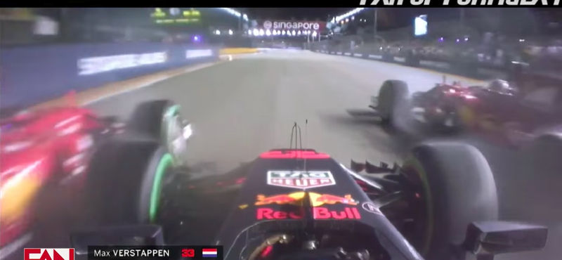 Így nézett ki a szingapúri rajtbaleset, amikor Max Verstappen bekerült a darálóba – videó