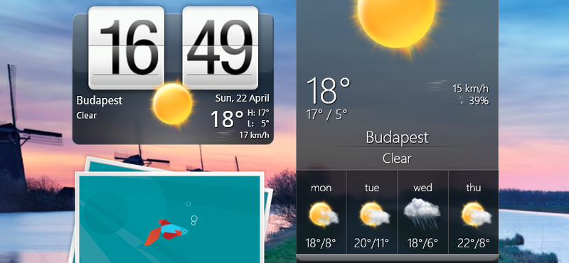 Rendkívül látványos, animált időjárás és óra widgetek a Windowshoz, ingyen!