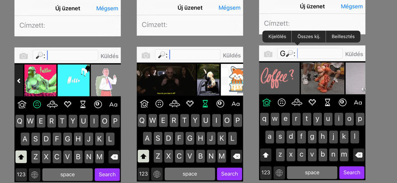 Üzenetírás közben közvetlenül küldhet jópofa animációkat a telefonjáról