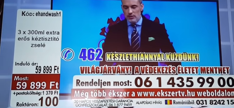 A Médiatanácsnál is feljelentették az Ékszer Tv kézfertőtlenítős műsorát