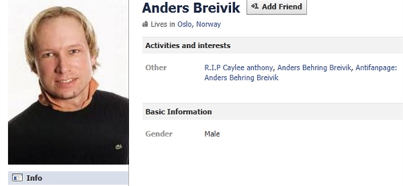 Milyen a norvég ámokfutó Facebook-profilja?