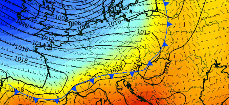 Hullámzó front kúszik ma Magyarország fölé – térkép