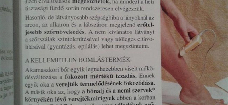 Fotó: Szőrtelenítésre buzdítja a lányokat egy nyolcadikos biológiakönyv