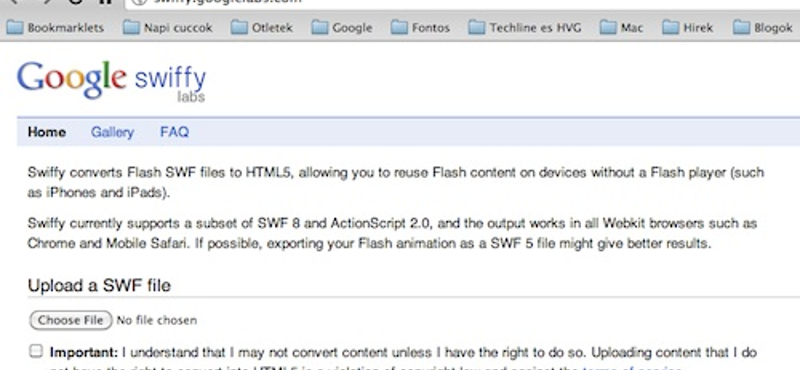 Google Swiffy: konvertálás Flash-ből HTML5-be