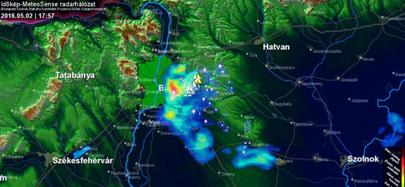 Súlyos viharfelhők rohanták le Budapestet - térkép