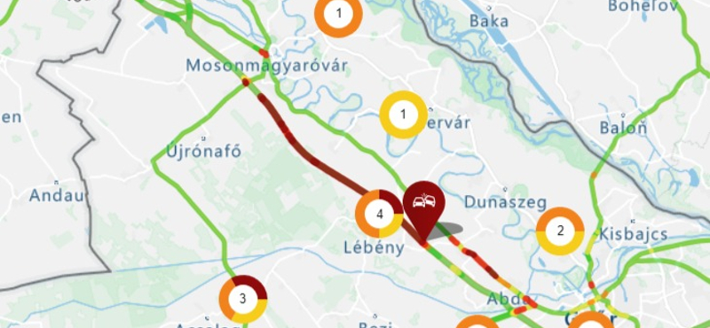 Már 20 kilométeres a torlódás Lébénynél az M1-esen