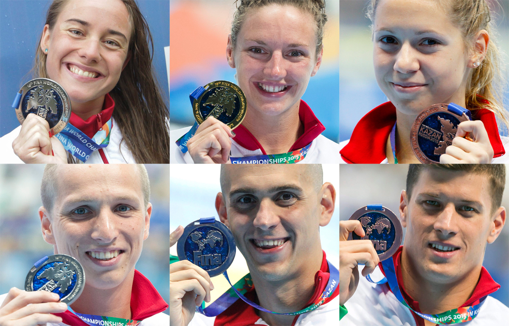 afp.15.08.yy. - Kazany, Oroszország: vizes VB, vizes világbajnokság - Cseh László, Hosszú Katinka, Olasz Anna, Verrasztó Dávid, Kapás Boglárka, Gyurta Dániel